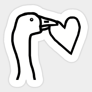 Portrait of a Gaming Goose Stealing a Heart Valentines Day Line Drawing Sticker